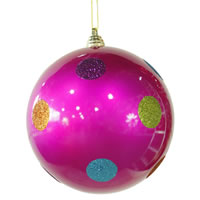 Polk Dot Glitter Ball Ornament