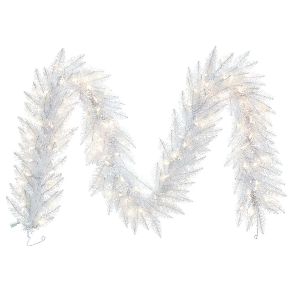 9' X 14" Sparkle White Garland LED 100WW