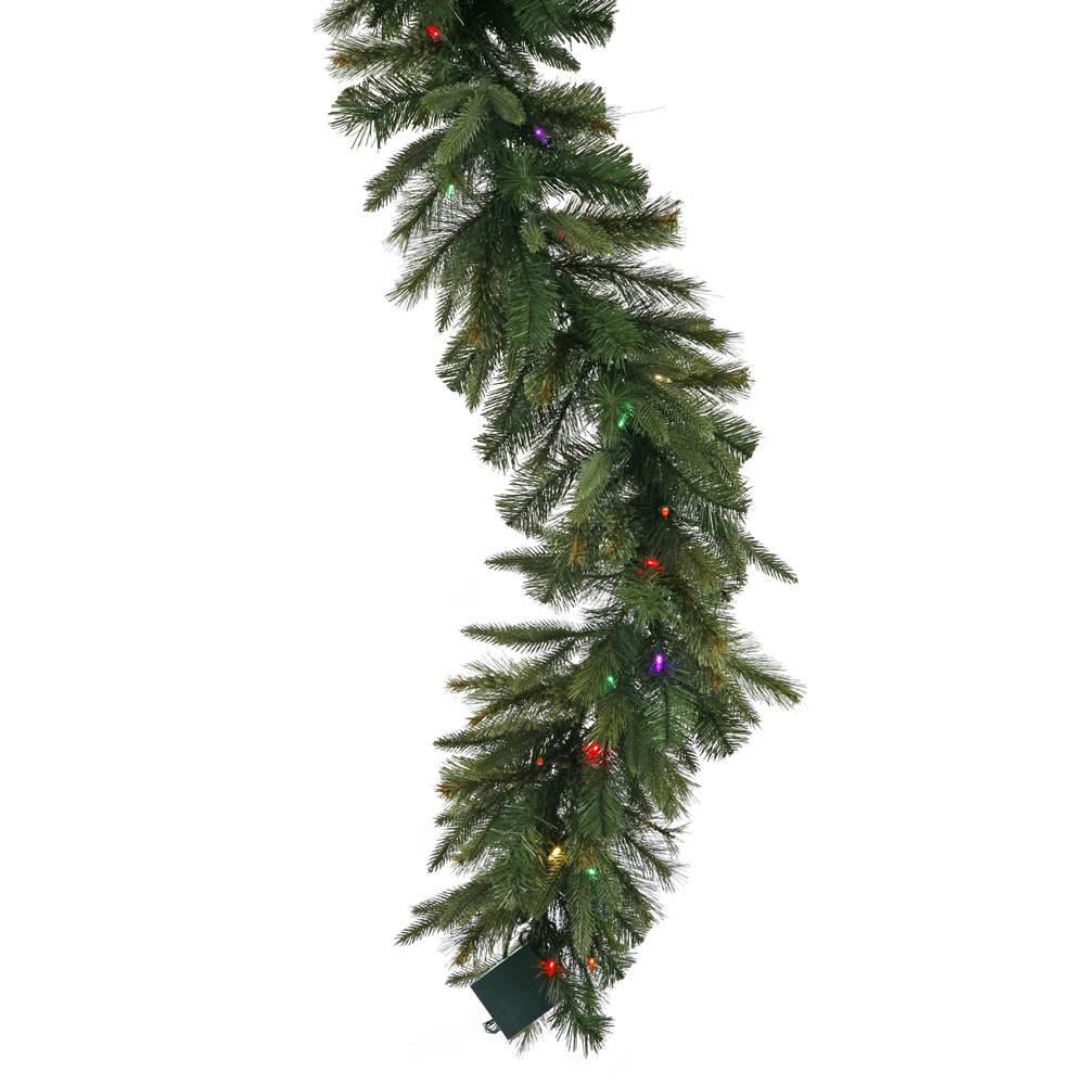 9' x 14 Olympia Pine Prelit Commercial LED Holiday Garland, 100 Warm