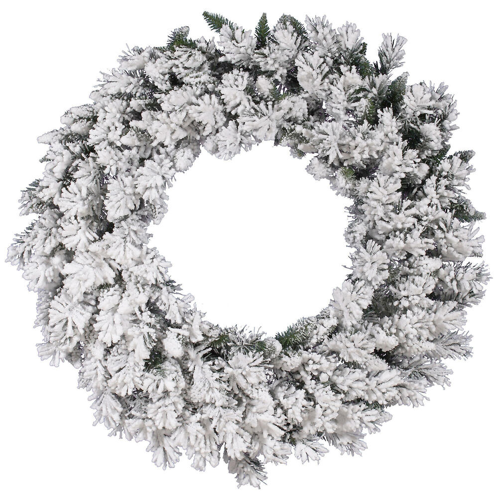 A128242 - Flocked Snow Ridge Wreath | Vickerman