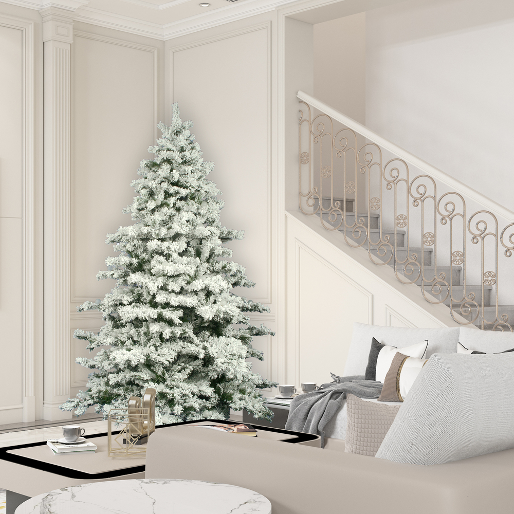 A806383LED - Flocked Alaskan Pine Christmas Tree