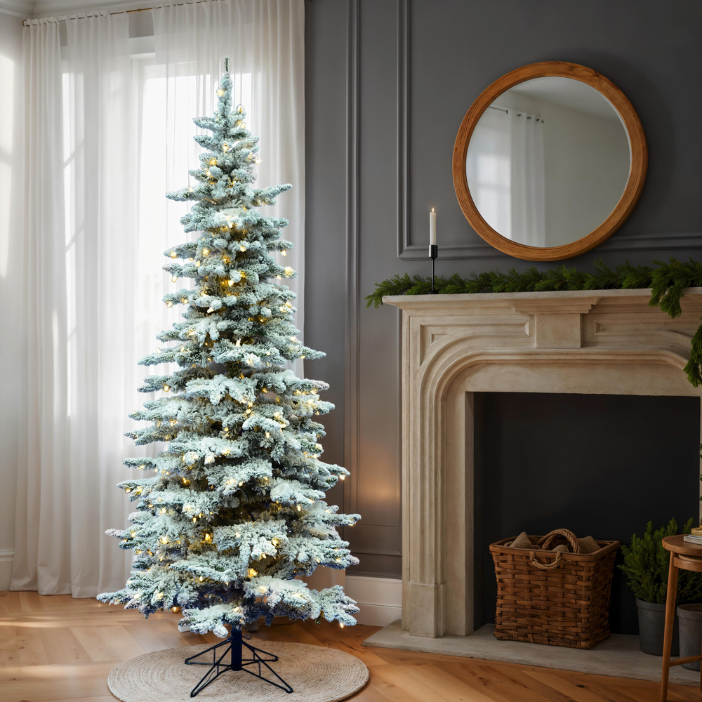 A895082LED - Flocked Utica Fir Christmas Tree | Vickerman