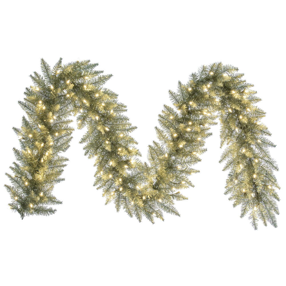 Vickerman 9' Black Fir Christmas Garland with Orange LED Lights