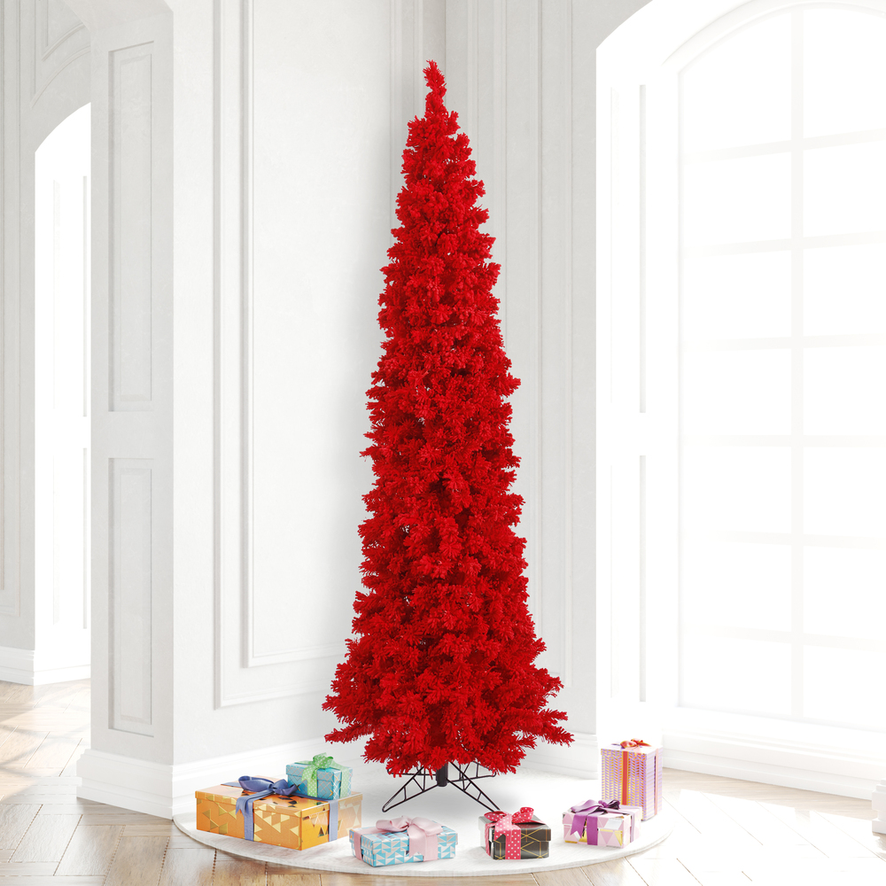 K168076LED - Flocked Red Fir Christmas Tree | Vickerman