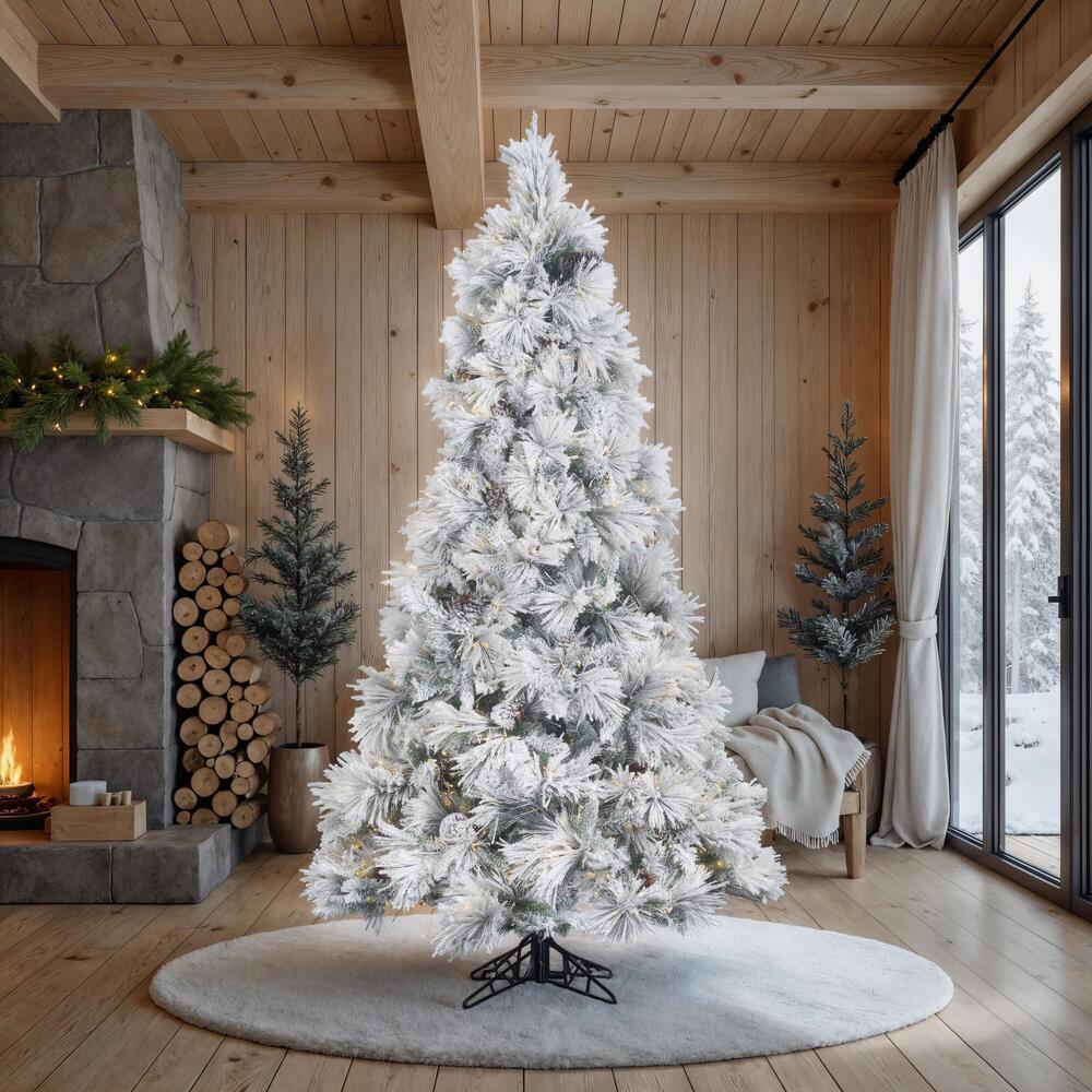 K171176LED - Flocked Atka Pine Christmas Tree | Vickerman