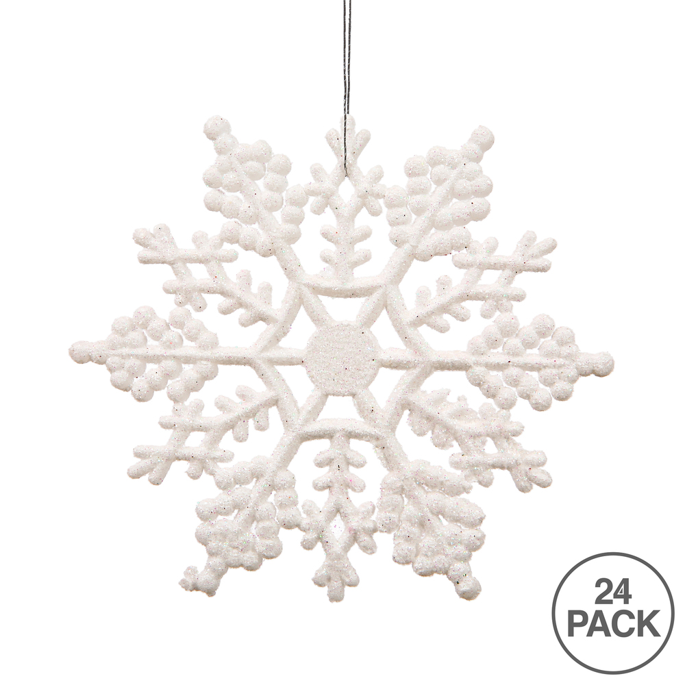 Silver Glitter Snowflake Christmas popular Tree Ornament (24 pack) (M101407)