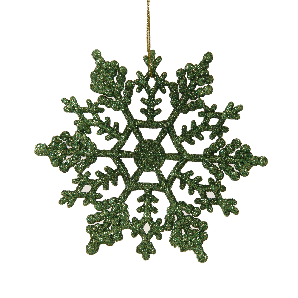 Silver Glitter hot Snowflake Christmas Tree Ornament (24 pack) (M101407)