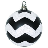 Black and White Matte Chevron Ball Ornament