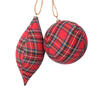 Photograph of 4"-7" Red Ball/Finial Plaid Orn 4/bg