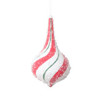 8in White Red Green Swirl Drop