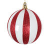 Photograph of 4" White/Red Glitter Ball Ornament 3/Bag