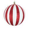 Photograph of 6" White/Red Glitter Ball Ornament 2/Bag