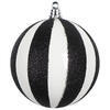 Photograph of 4" White/Black Glitter Lines Ball 3/Bag
