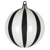 Photograph of 8" White/Black Glitter Lines Ball Orname