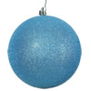 Photograph of 4" Turquoise Glitter Ball Drilled 6/Bag