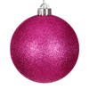 Photograph of 4.75" Hot Pink Glitter Ball Drilled 4/Ba