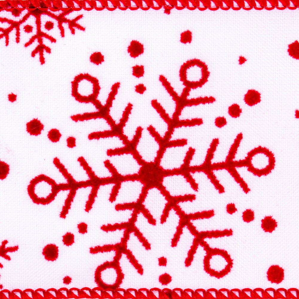 2.5 x 10 Yard Double Red Glitter Snowflake Ribbon