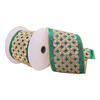 Photograph of 4"x5yd Green with Gold Jeweled Ribbon