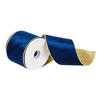 Photograph of 4"x10yd Royal Blue/Gold Velvet Ribbon