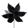 Photograph of 11" Black Glitter Mesh Poinsettia 6/Bg