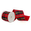 Photograph of 4"x10yd Red Black Gold Plaid Red Dupion
