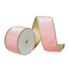 Photograph of 2.5"x10yd Light Pink Shiny Velvet Gold