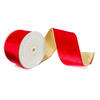Photograph of 4"x10yd Red Shiny Velvet Gold Trim