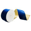 Photograph of 4"x10yd Royal Blue Shiny Velvet Gold