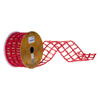 Photograph of 2.5"X10Y Red Jute Tinsel Grid Ribbon