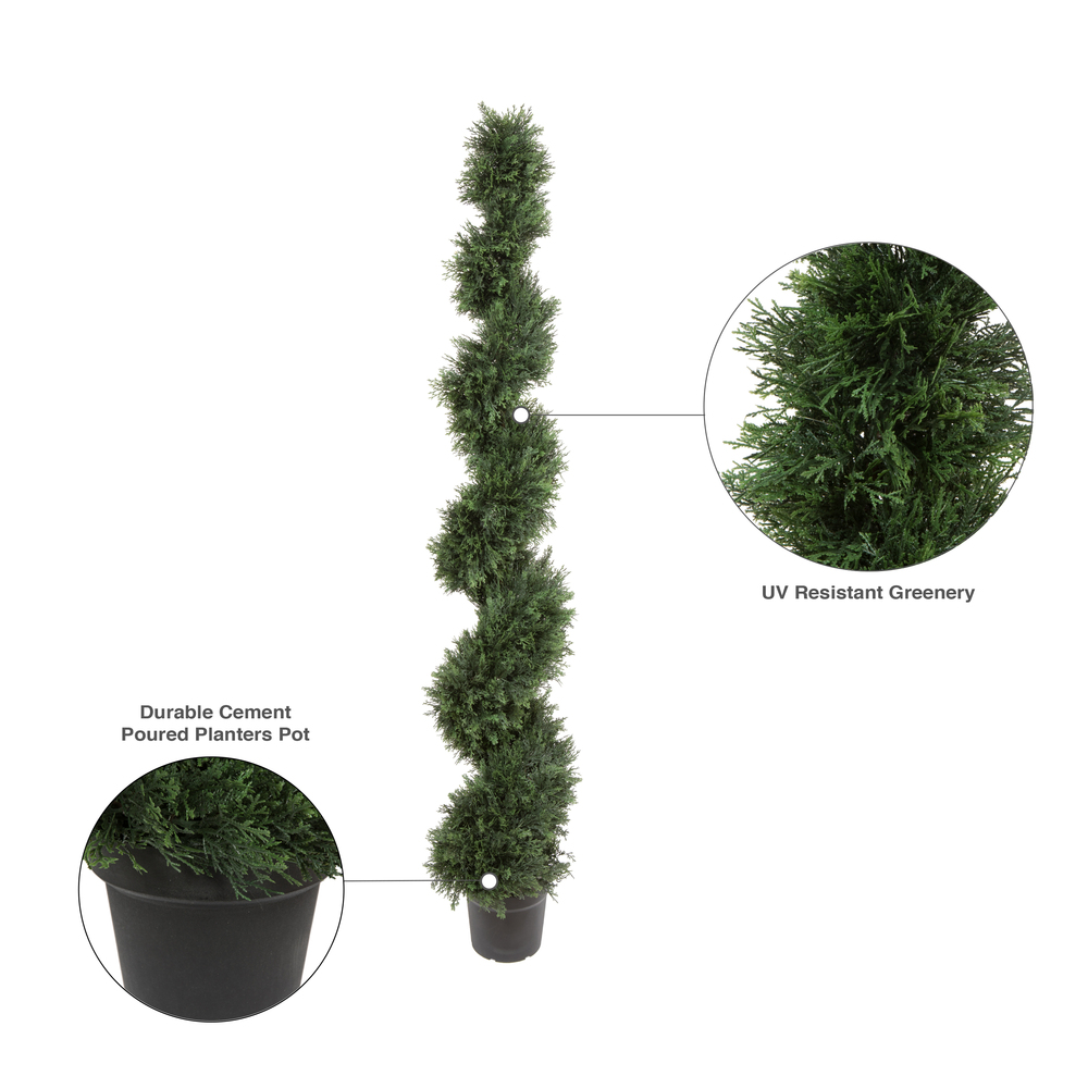 Artificial natural looking spiral outlets cedar tree potted 25