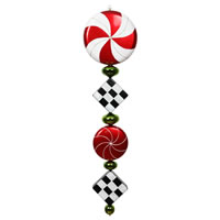 45in Red, Lime, Black Checkered Finial